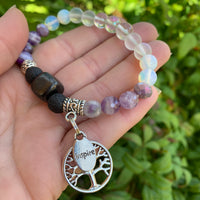Shungite Amplified CROWN Chakra Bracelet with Tree of Life and INSPIRE Charms ~ Small [#36]