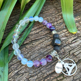 Shungite Amplified CROWN Chakra Bracelet with Tree of Life and INSPIRE Charms ~ Medium [#38]