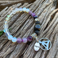 Shungite Amplified CROWN Chakra Bracelet with Tree of Life and INSPIRE Charms ~ Medium [#38]