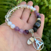 Shungite Amplified CROWN Chakra Bracelet with Tree of Life and INSPIRE Charms ~ Medium [#38]