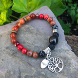 Shungite Amplified ROOT Chakra Bracelet ~ Tree of Life and TRUST Charms ~ Medium [#32]