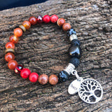 Shungite Amplified ROOT Chakra Bracelet ~ Tree of Life and TRUST Charms ~ Medium [#32]