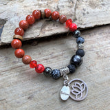 Shungite Amplified ROOT Chakra Bracelet ~ LOTUS and BELIEVE Charms ~ Small [#34]