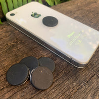 Solid SHUNGITE Mobile Phone Disc ~ 18mm ROUND (Adheasive Backing)