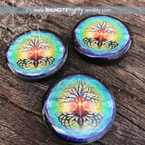 40mm Handcrafted Shungite RESIN Magnet ~ TREE OF LIFE