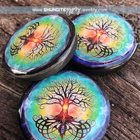 40mm Handcrafted Shungite RESIN Magnet ~ TREE OF LIFE