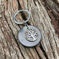 SHUNGITE Keyring ~ 35mm SOLID Shungite Disc ~ Tree of Life