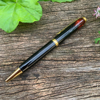 Unique Handcrafted Shungite PEN [One Off] - RED [Gold Finish]