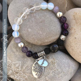 Shungite Amplified CROWN Chakra Bracelet with Tree of Life and INSPIRE Charms ~ Small [#26]