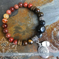 Shungite Amplified SACRAL Chakra Bracelet with Tree of Life and BELIEVE Charms ~ medium [#24]